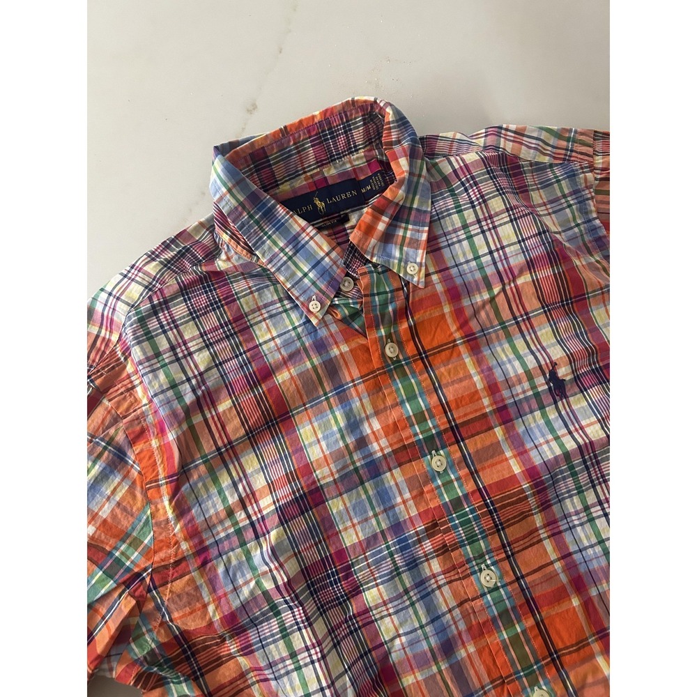 Ralph Lauren Shirt Mens Medium Multicolor Plaid Slim Fit Long Sleeve Button Down